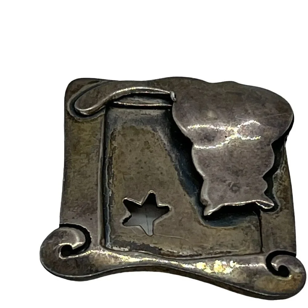 Far Fetched 925 Silver Cat Kitten Window Star Retro Brooch / Pin Women Uncleaned